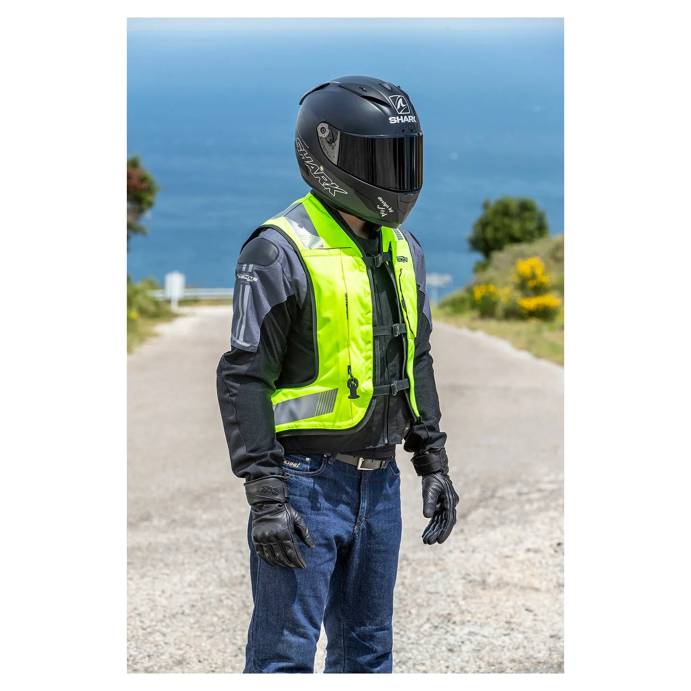 Airbagvest, Helite. Turtle 2 Hi-viz (Fluo-gul) m/ mekanisk utløser