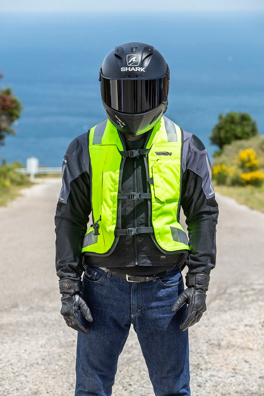 Airbagvest, Helite. Turtle 2 Hi-viz (Fluo-gul) m/ mekanisk utløser