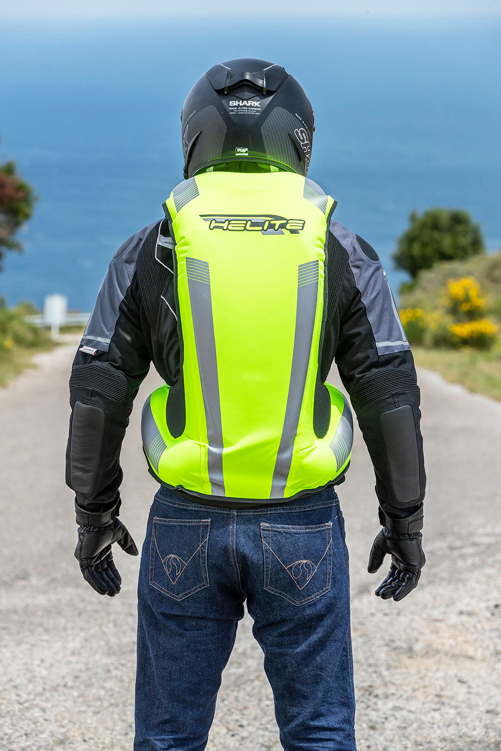 Airbagvest, Helite. Turtle 2 Hi-viz (Fluo-gul) m/ mekanisk utløser