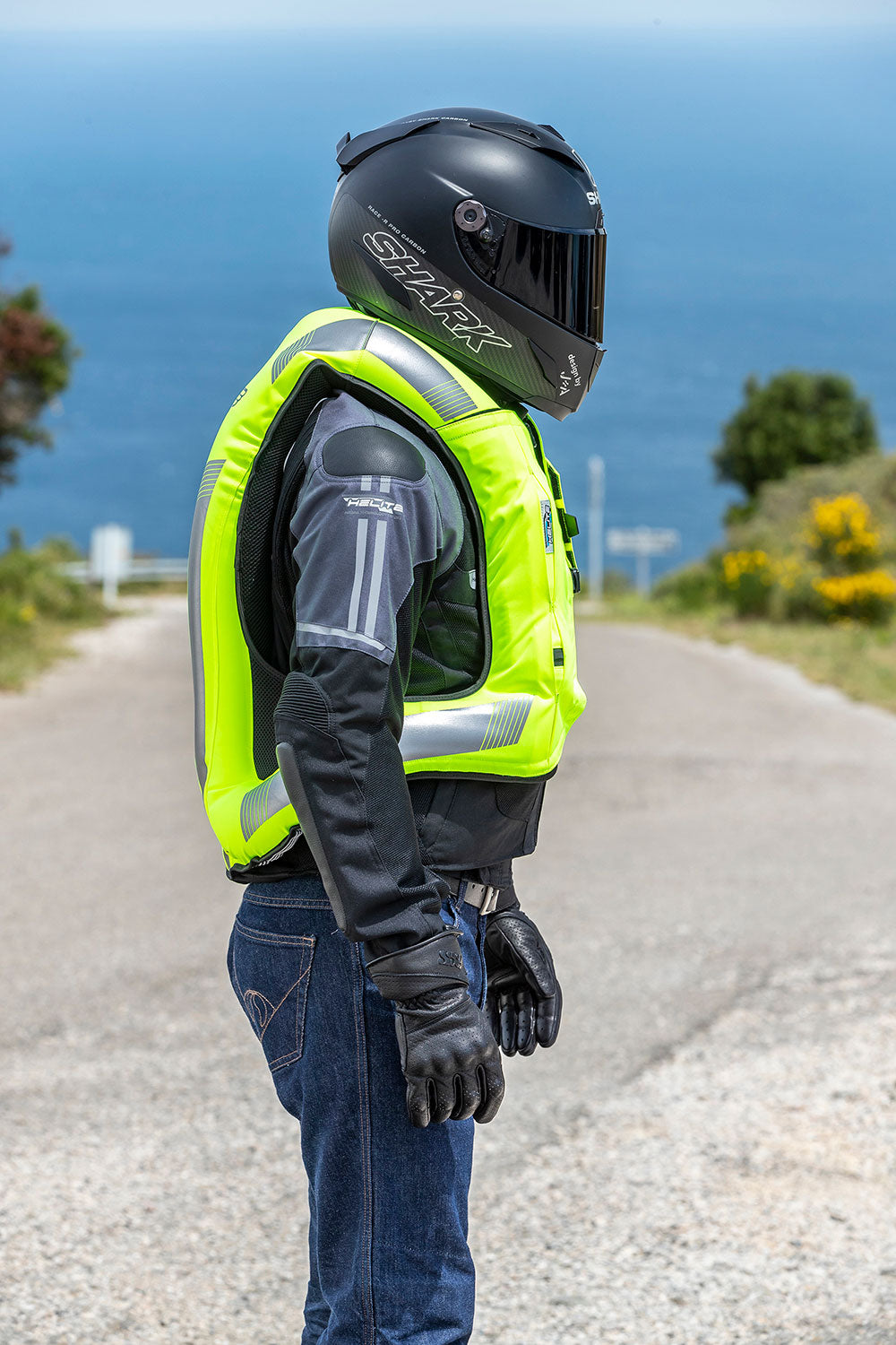 Airbagvest, Helite. Turtle 2 Hi-viz (Fluo-gul) m/ mekanisk utløser