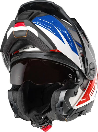 Hjelm, Schuberth. E2 Explorer Blue (Rød / hvit / blå) Åpningshjelm