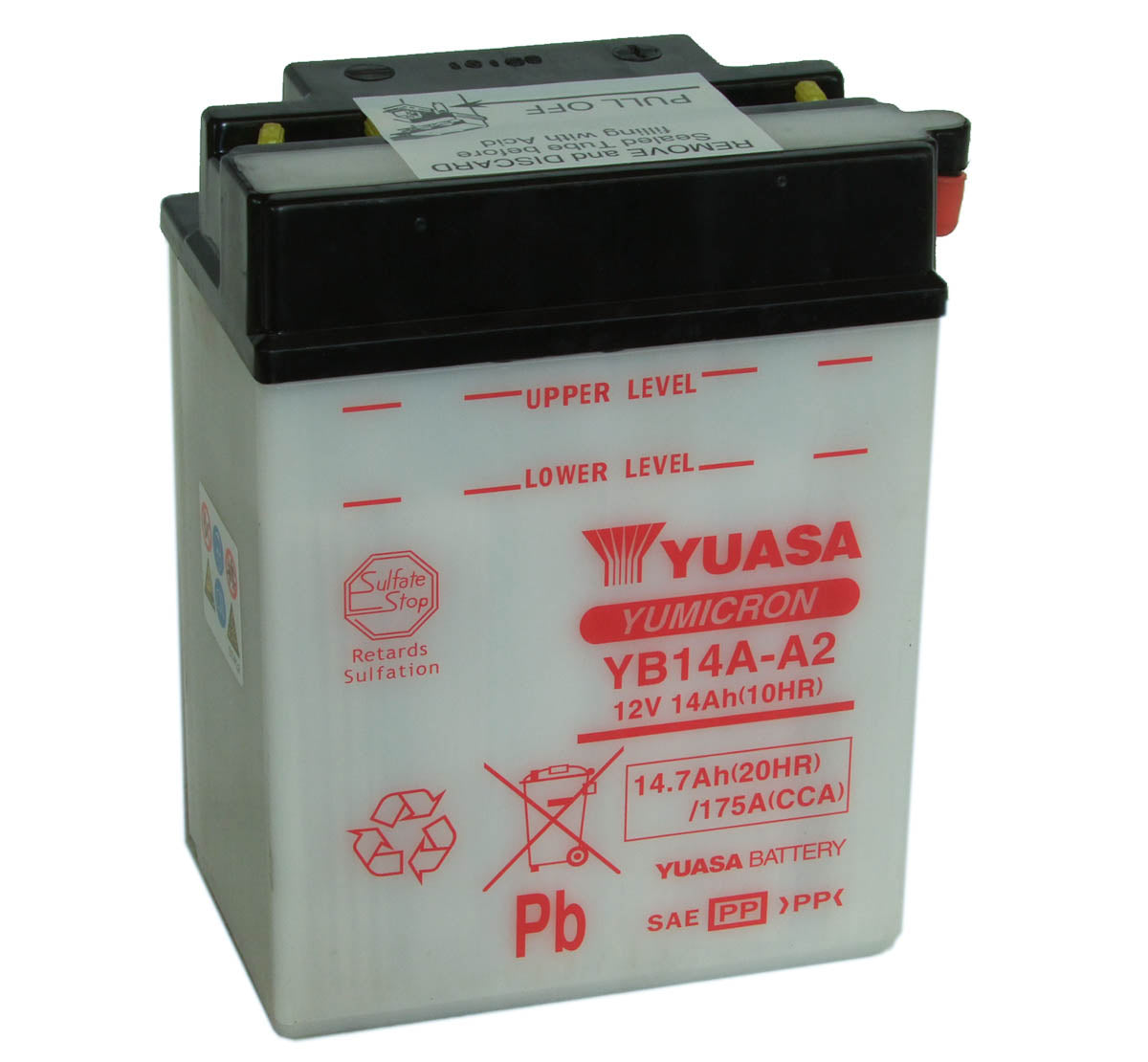 Batteri, Yuasa. YB14A-A2, med syrepakke