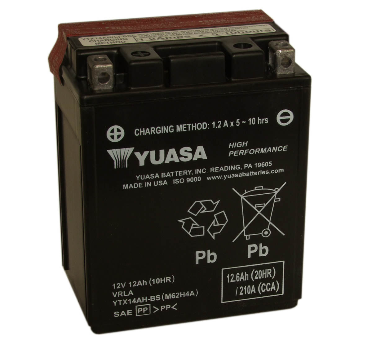 Batteri, Yuasa. YTX14AH-BS, med syrepakke