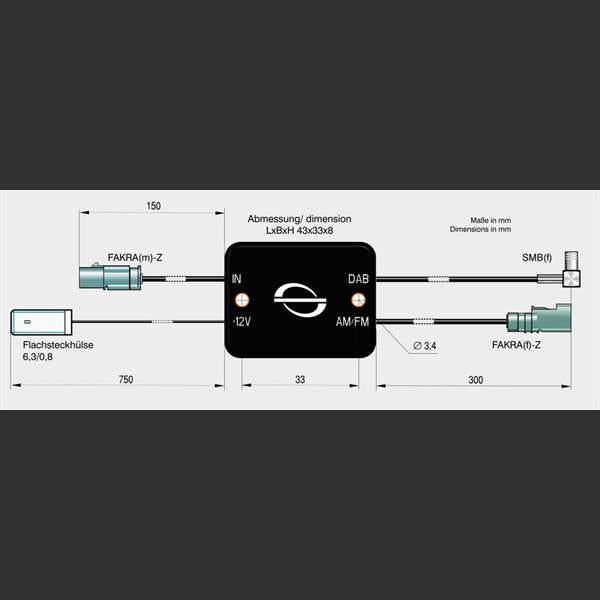 Antennesplitter, BMW. FM/DAB, Splitter SMB, (For original antenne)