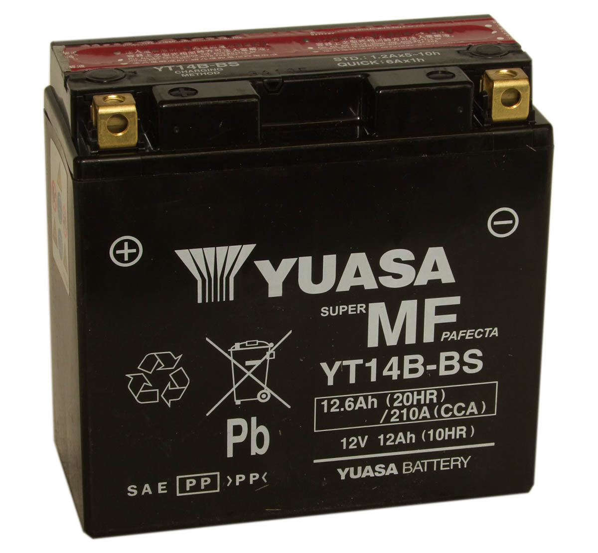 Batteri, Yuasa, YT14B-BS, med syrepakke