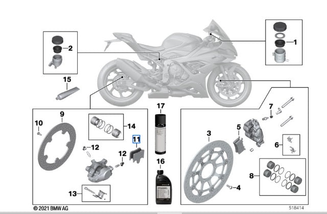 Bremseklosser (bak), BMW. Passer til M 1000 RR