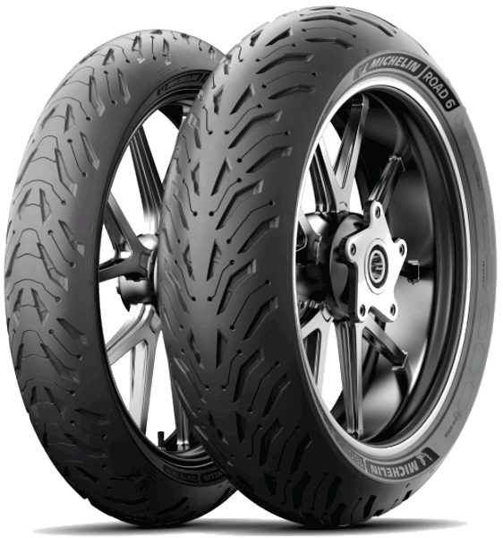 Dekk, Michelin. Road 6 (120/70-17 + 190/55-17) Dekksett foran og bak